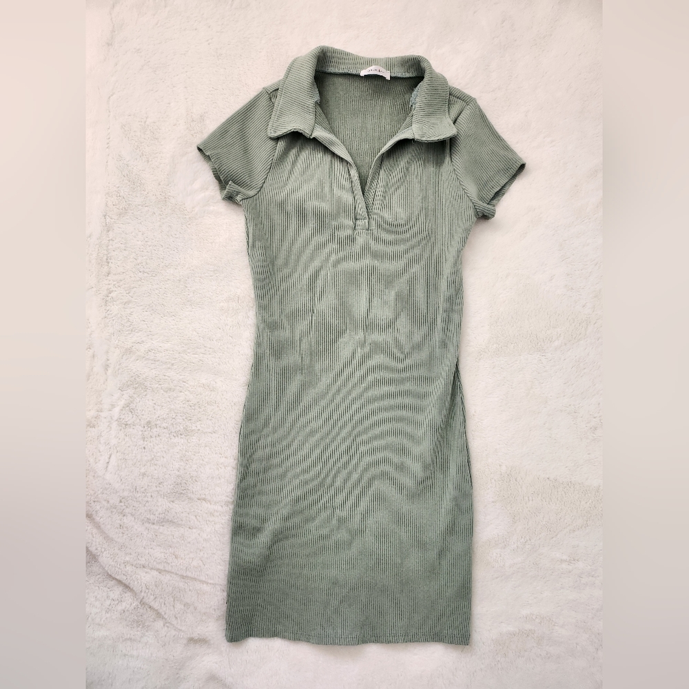 Sage Ribbed Mini Dress